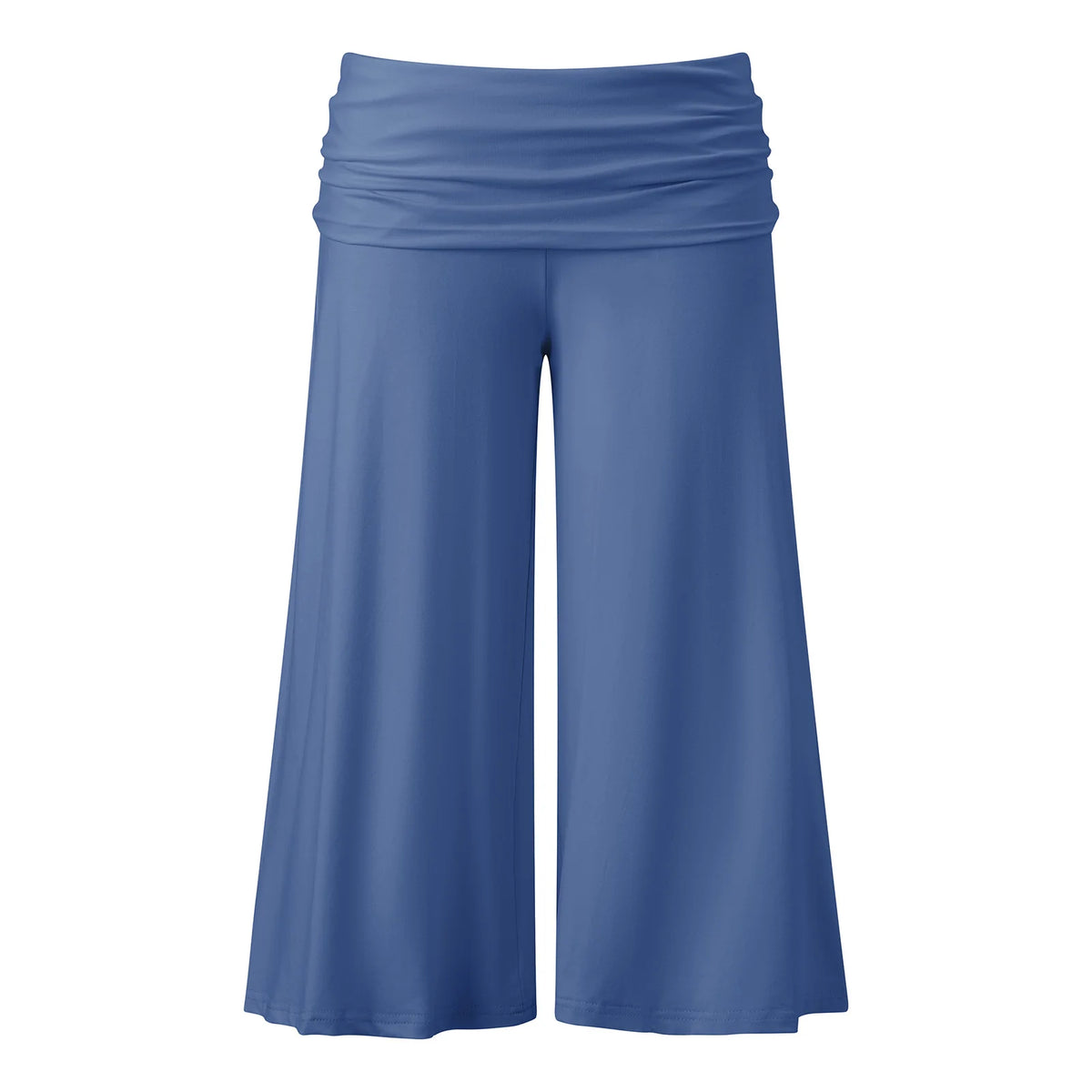 Women's Summer Capri Pants Fold Over Waistband Low Rise Wide Leg CroppedTrousers Daily Lounge Out Going Solid Color