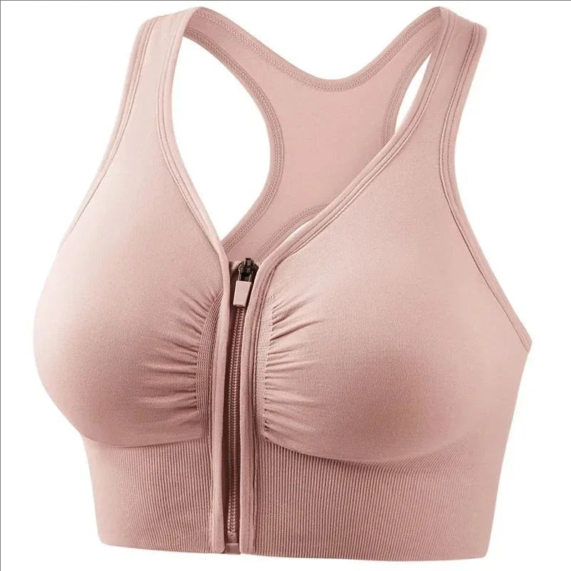 Women Front Zipper Sports Bra Fitness Vest Fashion Wire Free Yoga Gym Top Comfort Workout Sports Underwear