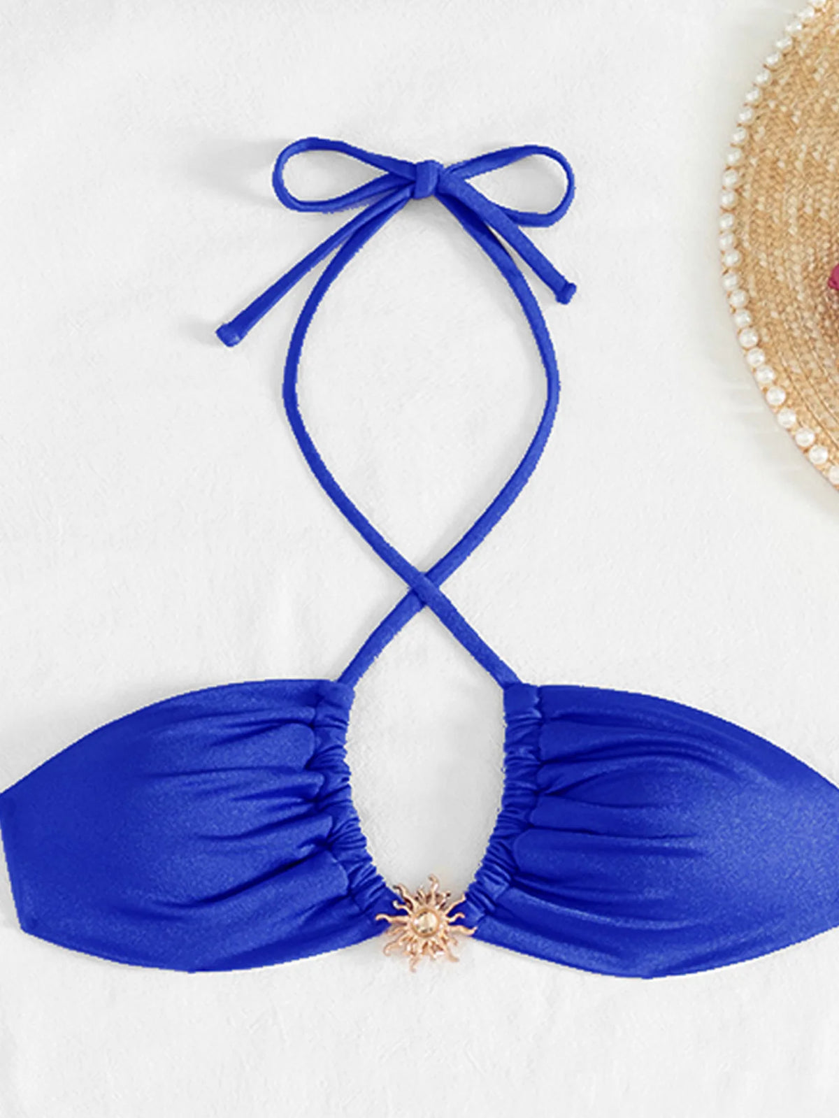 DEKA Women 3 Pieces Cross Halter Bandage Bikinis Set Skirt Swimwear High Waist Drawstring Swimsuit Summer Biquini