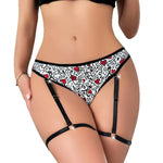1pcs Black Bow Decor Print Garter Sexy Women g-string Sexy Lingerie Breathable Erotic Lady thongs Fashion Style Female Underwear