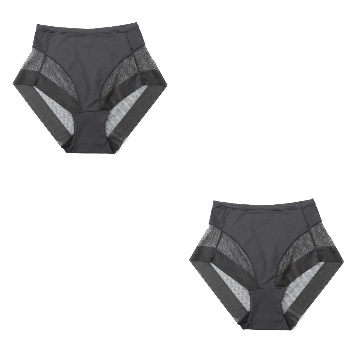 2Pcs/Set Women High Rise Briefs Panties Tummy Control Underwear Hip Shaping Sheer Mesh Panel Shapewear Sexy Lingerie S-3XL