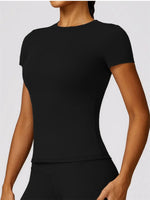 Yoga Shirts Women Summer Short Sleeve O Neck Sports Top Running Tee Quick Dry Pink Black Gym Fitness Workout T-Shirts Sportswear