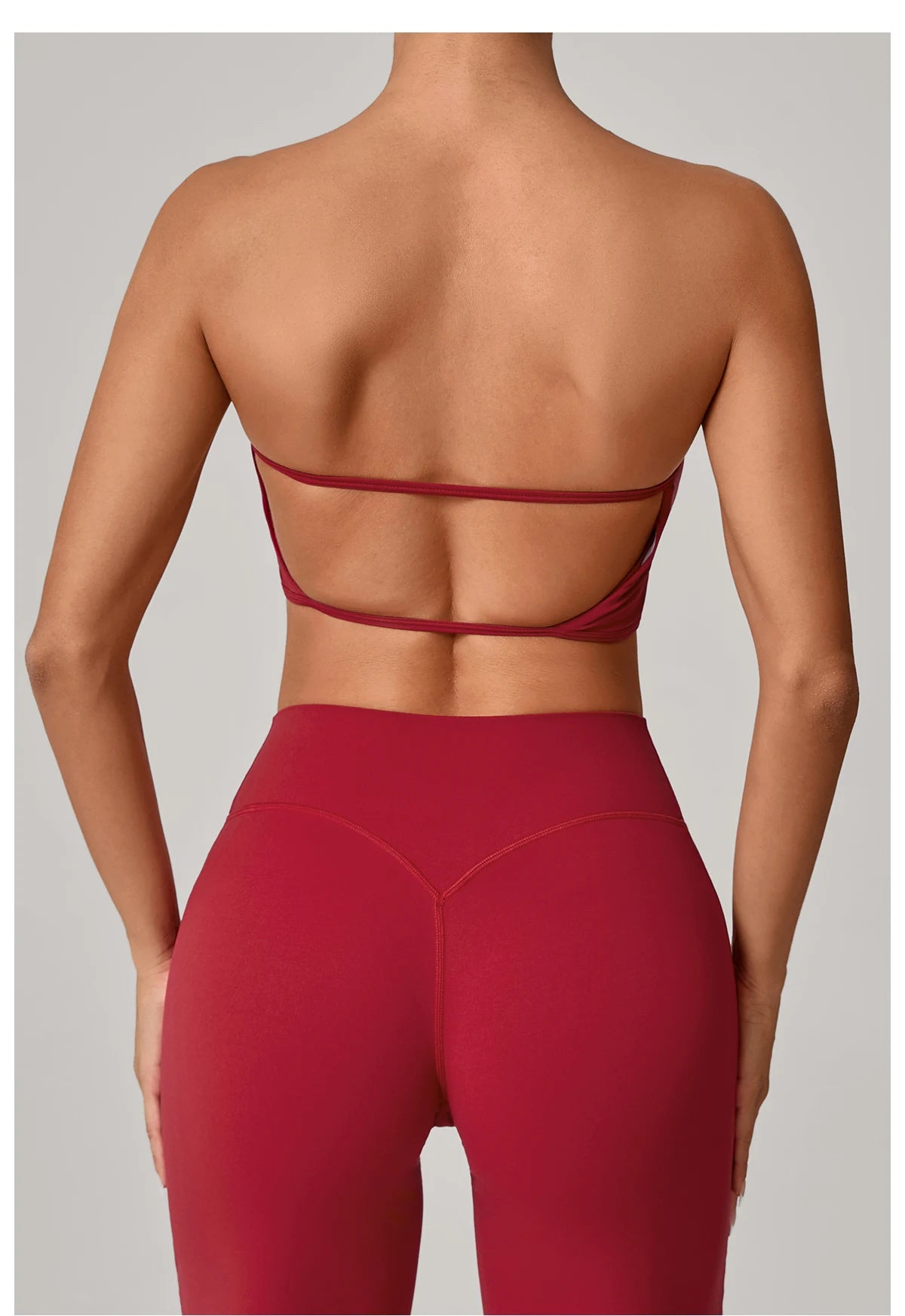 Padded Backless Bandeau Sports Bra Gym Women Crop Tube Top Seamless Yoga Top Sexy Workout Sportswear Push-up Fitness Underwear