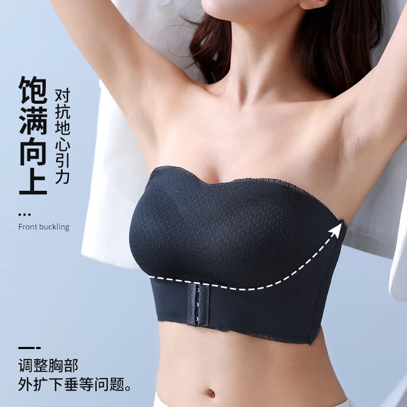 Sexy Push Up Bra Front Closure Strapless Underwear for Women Plus Size Invisible Brassiere Wireless Breathable Female Lingerie