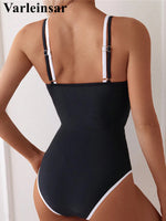 S - XL Splicing Backless High Leg Cut One Piece Swimsuit Women Swimwear Female Padded Monokini Bather Bathing Suit Swim V6789