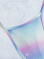 Sexy Gillter Gradiente Rainbow Backless Bikinis One Piece Swimsuit Bikini Bodysuits Swimwear Biquini Conjunto De Bikini Tankini