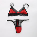 European and American men's sexy lace bra and panties temptation suit transvestite suit