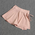 Women's sports yoga short skirt, badminton tennis skirt pants with inner pockets and side slit straps