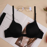 Women's Sexy Gathering Bra with Detachable Shoulder Strap Seamless Steel Ring Brassiere Solid Color Bralette Lingerie