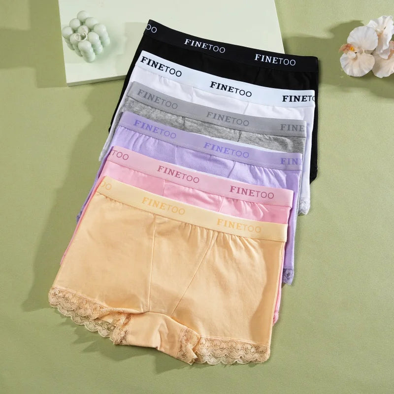 Women's Cotton Lace Boyshorts Sexy Letter Belt Breathable Boxer Panties High Waist Stretch Briefs Comfortable Sport Shorts S-XXL