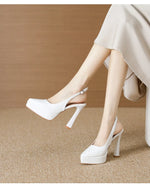 Baotou Slingbacks Sandals Women's Summer 2026 New Pointed Thin Heel High Heels for Ladies Waterproof Table Not Tired Foot Shoes