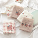 1 Pack Cute Bear & Strawberry Print Cotton Mid-Rise Panties Women's Comfort Underwear M-XL Grid & Striped Print Lingerie