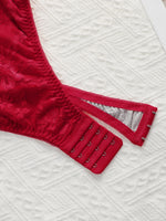 Red Lace Underwire Bodysuit Deep V Plunge Teddy Lingerie Removable Clear Strap Snap Crotch One Piece Shapewear A8188