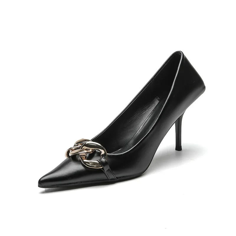 Women Pumps Luxury Female High Heels Metal Pointed Toe Professional Dress Party Ladies Office Shoe 2021Summer Fashion Large Size