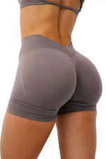 Women's Seamless Yoga Shorts Scrunch Butt Gym Shorts Booty Running Low Waist Sports Shorts Workout Leggings V Hip Fitness Pants