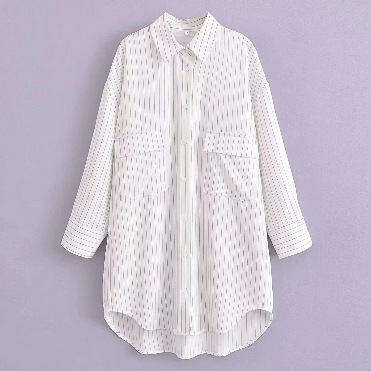 Foridol White Stripe Shirt Dress Women Autumn Spring Slit Casual Oversize Single Breasted Turn Down Collar Short Summer Dress