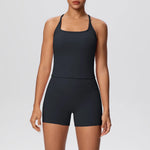 New 2Pcs Yoga Sets Naked Feel Women Workout Fitness Gym Clothes High Waist Yoga Shorts And Sports Bra Impact Shorts Workout Sets