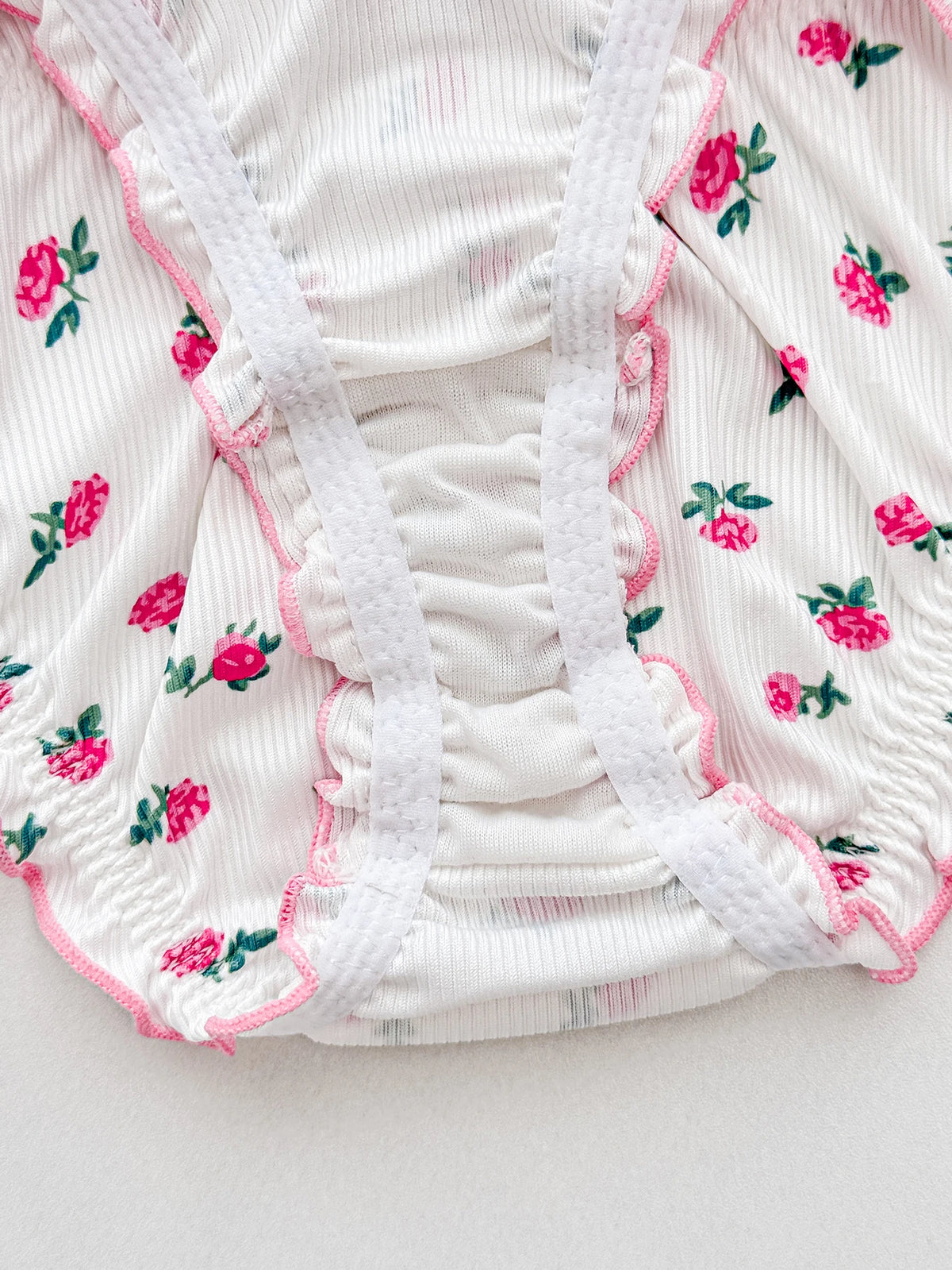 Sweet Floral Print Women Lingerie Set Bow Ruffle Trim Underwire Bra Comfy ladies Panties Daily Bra Set