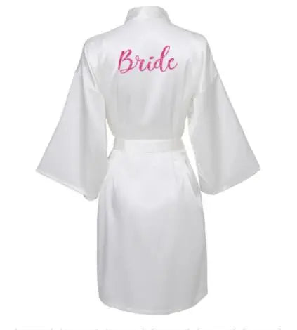 Silk Satin Robe Bride Robe Bridesmaid Robes Women Wedding Robes Bridal Robe Sleepwear Dressing Bathrobe Wine Red Gold Text