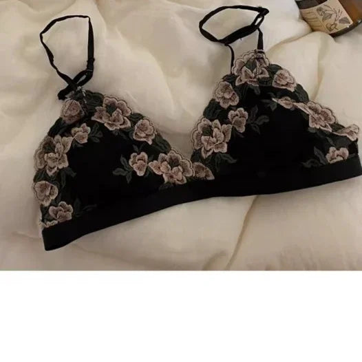 MOYISU Kawaii French Triangle Bra Airism Ultra Thin Invisible Bralette Set Black Lingerie Comfort S-XL 32-38 Sexy Tushy &Panty