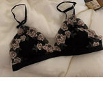 MOYISU Kawaii French Triangle Bra Airism Ultra Thin Invisible Bralette Set Black Lingerie Comfort S-XL 32-38 Sexy Tushy &Panty