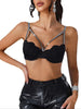 Shell Cup Women Bra Rhinestone Crisscross Straps Underwire Push Up Brassiere Stylish Sexy Lingerie Top