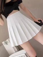 Women Pleated Skirt High WaistA-Line Mini Skirt School Girl JK Uniform Skirt Skater Skirt Tennis Skirt White Plus Size