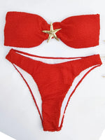 2026 Bandeau Bikinis Starfish Swimsuit Women Sexy Padded Swimwear Female Solid Beachwear Bathers Bathing Swimming Swim Suit
