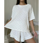 2026 New Women's Pajama Set Summer Comfortable Breathable Casual Printed Short Sleeve Shorts Home Clothes Sports Set Hot Selling