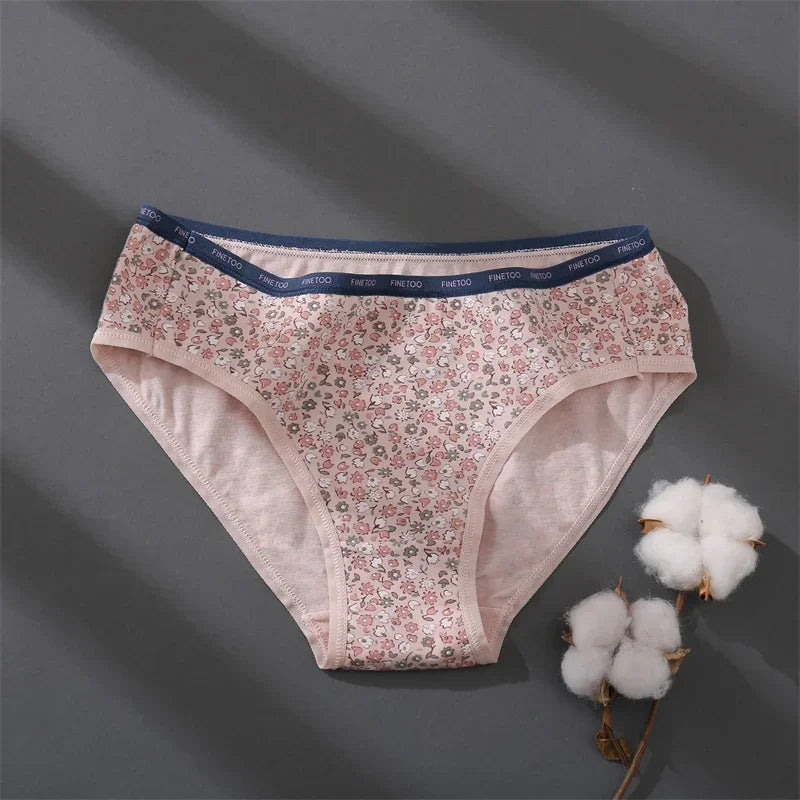 3Pcs/set Women Printing Floral Panties Low-Rise Cotton Briefs Female Comfortable Underwear Female Soft Panties Lingerie M-2XL