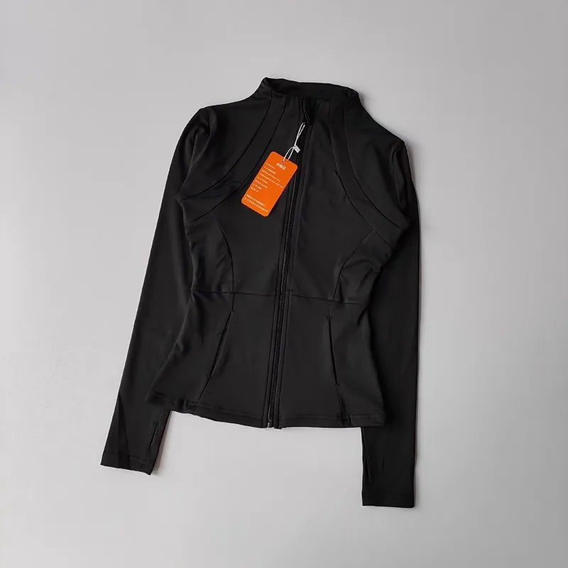 Women's Slim Fit Quick Dry Yoga Fitness Jacket Professional Running Sports Long Sleeve Top for Slimming Effect