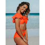 Two-Pieces Women Floral 2025 Push-Up Padded Bra Ruffles Bandage Bikini Set Swimsuit Swimwear Bathing Suit Beachwear Biquini