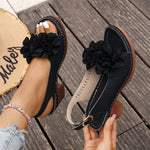 Summer Flower Decor Thick Heeled Sandals Women Plus Size 43 Lightweight High Heel Sandals Woman Back Strap Peep Toe Sandles 2026