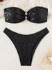 Sequins Shiny Mesh Bandeau Bikini Female Swimsuit Women Swimwear Two-pieces Bikini Set Brazilian Bather Bathing Suit Swim Lady