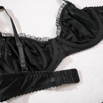 2Pcs Bra & Brief Set for Women Sexy White Ruffle Mesh Perspective Bow Patchwork Bra Bilizna Set Underwear Ultra Thin Intimate