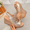 Women Sandals Summer New Wedges Platform Sandals Women Sexy High Heels Shoes Peep Toe Open