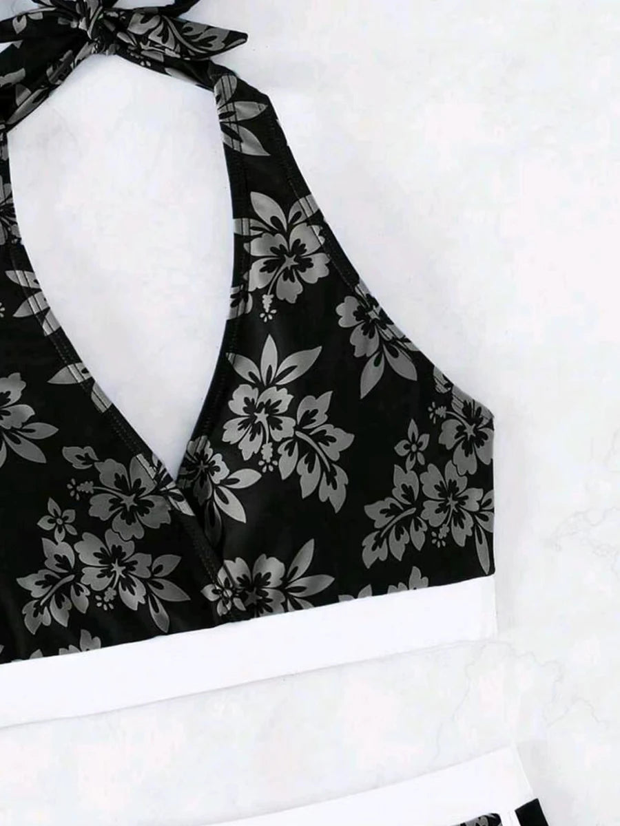 2026 Halter Sporty Bikinis Printed Swimsuit Women High Waist Shorts Swimwear Female Bathers Bathing Swimming Swim Suit Beachwear