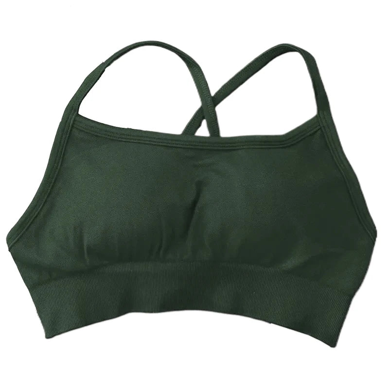 Backless Sports Bra Women Padded Yoga Bra Gym Top High Support Seamless Yoga Tank Top Fitness Crop Top Workout Running Underwear