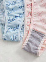 3PCS Women's Letter Print Dopamine Colors Panties Elastic Thin Briefs Soft Breathable Female Underwear