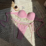 New Shell Scalloped Ribbed Underwired Bikini Female Swimsuit Women Swimwear Two-Pieces Bikini Set Bather Bathing Suit Swim V6498