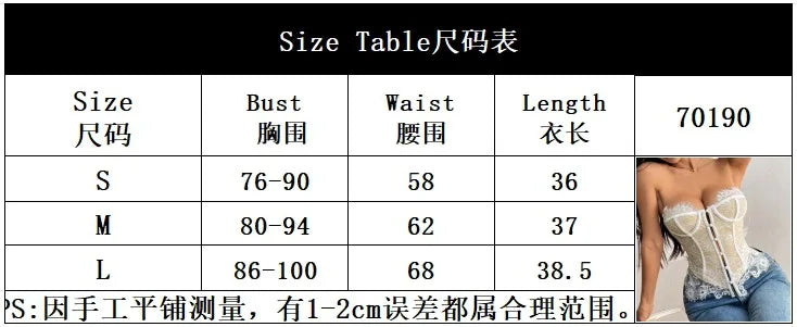 Y2K Street Tank Top Women Summer Lace Front Embroidery Floral Buttom Push Up Underwire Strapless Bandage Fishbone Vest