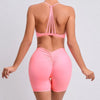Women's 2-Piece Yoga Sets High Waist Seamless ShortsHip-Lifting & Backless Gym Leggings Quick Dry Workout Fitness Suits