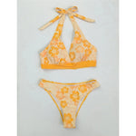 S - XL With Skirt Printed Halter Bikini Female Swimsuit Women Swimwear Three-Pieces Bikini Set Bather Bathing Suit Swim V8230
