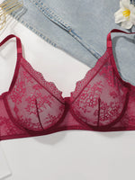Women's sexy embroidered lace plus size bra with steel ring gathering push up breathable and comfortable lingerie MR2964
