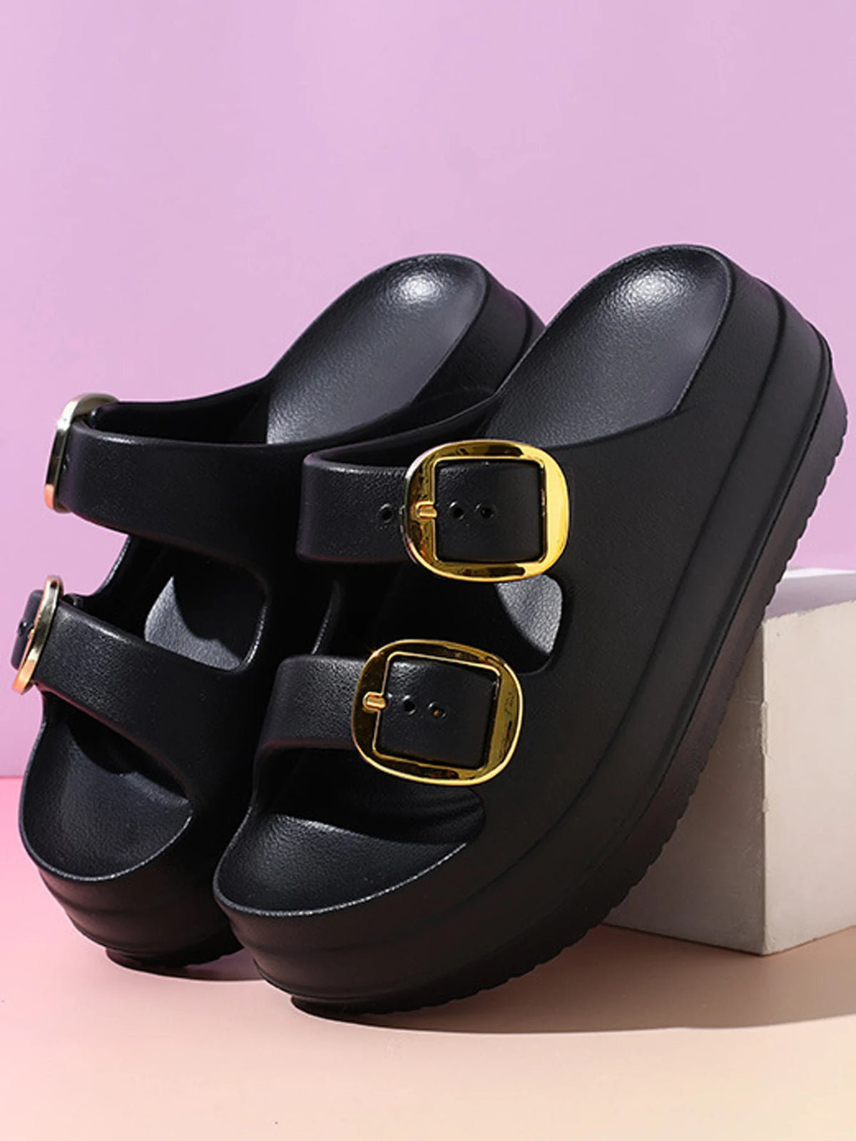 Women Platform Slippers Indoor Street Summer Shoes Solid Color Thick Sole Anti Slip Female Home Beach Slides Slip On Sandals