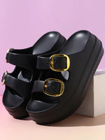 Women's Slippers Solid Color One LineThick Soles Anti Slip and Wear-resistant Fashionable Simple Indoor Outdoor Beach Sandals