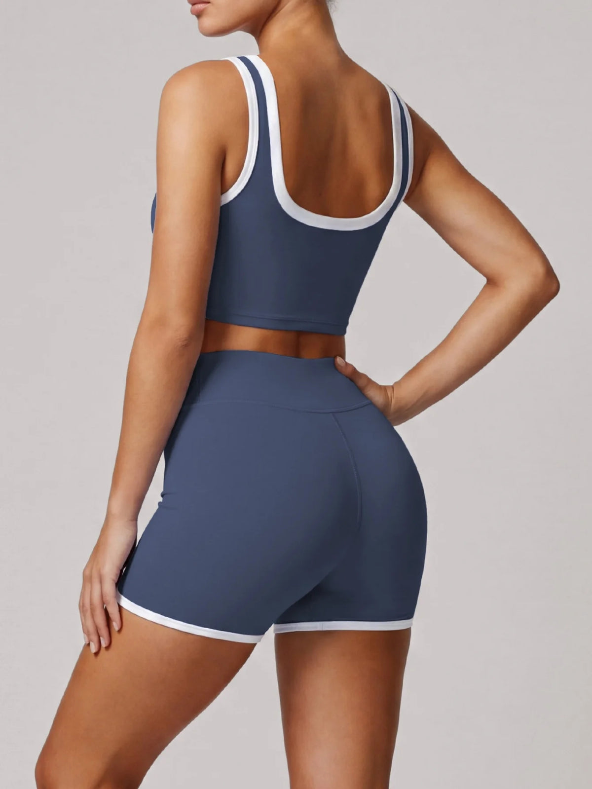 Summer Color Contrast Yoga Suit Women Shock-absorbing Sports Bra High Waist Hip Lifting Shorts Training Running Fitness Outfits
