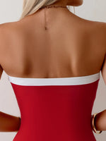 Sexy Black White Patchwork Swimwear Women 2026 Bandeau Slim Tummy Conrtol One Piece Swimsuit Beach Bathing Suit Holiday Monokini