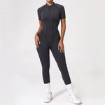 With Zipper Hollow Back Yoga Jumpsuit Sportswear Women Gym Clothes Running Fitness Yoga Backless Bodysuit
