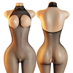 Transparent Fishnet Hollow Lingerie Set Women Hanging Neck Erotic Crotchless Bodystockings Open Bras BodySuits Hot Underwear Set